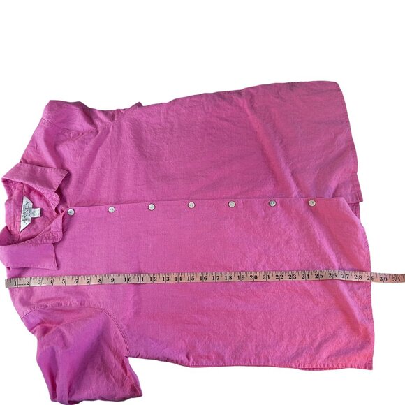 Annex by Casual Corner Pink Button Up Blouse Plus Sz 1X Linen Long Sleeve Shirt - Picture 8 of 9